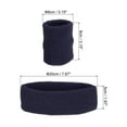 thumbnail image 2 of Uxcell 2 Sport Wristbands & 1 Headband Set Cotton Absorbent Athletic Sweatband Navy Blue, 2 of 6