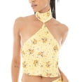 thumbnail image 2 of Biekopu Women Summer Outfits Floral Print Backless Halterneck Sleeveless Tops and Elastic Slit Mini Skirt Set Clubwear, 2 of 7