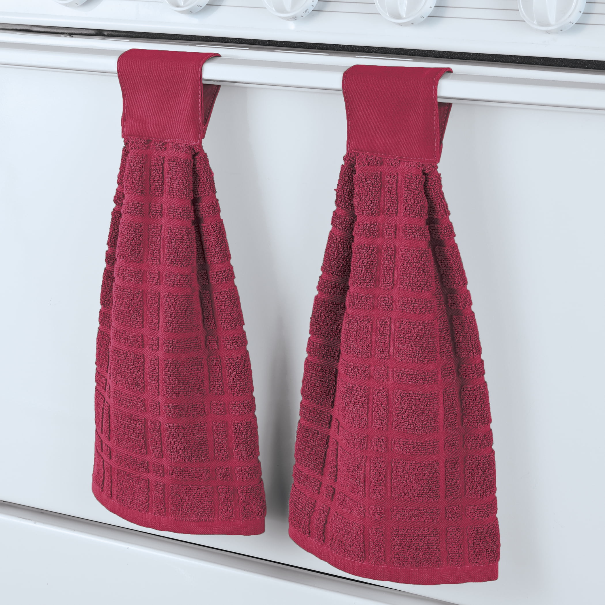 Pack of 2 - 12, Wonderdry 100% Cotton Classic Tea Towels, Hanging Loops