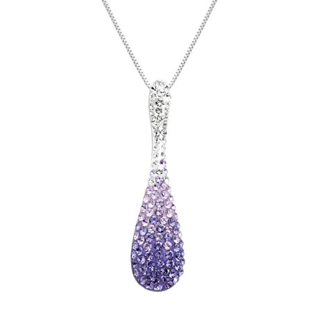 Luminesse Sterling Silver Purple Fade Drop Pendant made with Swarovski Elements, 18