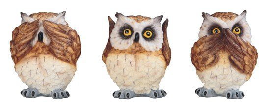 StealStreet SS-G-54465 Set of 3 Brown and Cream Owl Hear See and Speak No Evil Figurine 