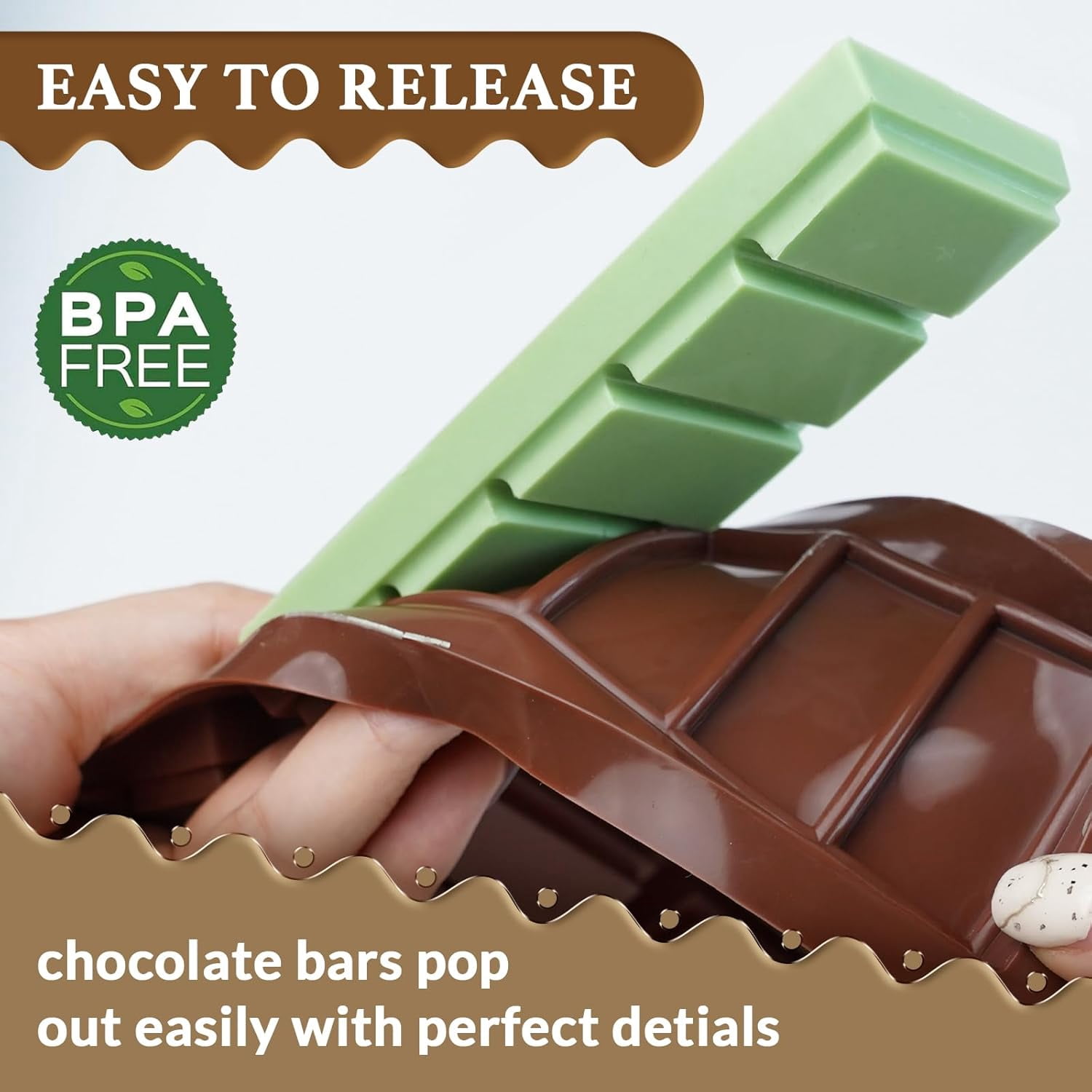 FRKSMD-Chocolate Bar Molds Silicone Snap Deep Moulds for Filling Dubai Wax Candy Energy Protein Bars, Food Grade Non stick Home DIY Handmade Gifts