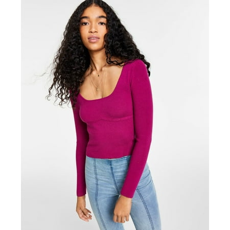 

Hippie Rose Juniors Bustier Scoop Neck Sweater Lush Berry Medium