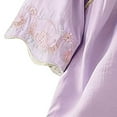 thumbnail image 4 of Embroidered Linen Tops for Women Dressy Casual Ruffle Mid-Sleeve Shirts Crew Neck Pullover Tees,Purple,XXL, 4 of 5