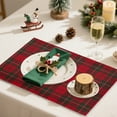thumbnail image 3 of Christmas Red Plaid Linen Placemat Set - Western Style Table Mats for Holiday Dining, Family Party Decor, Thanksgiving Table Settings, and Festive Home, 3 of 7