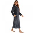 thumbnail image 2 of Women Fleece Hooded Bathrobe - Plush Long Robe S-2XL, 2 of 7