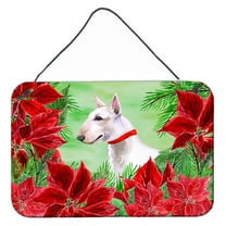 Carolines Treasures CK1341DS812 Bull Terrier Poinsettas Wall or Door Hanging Prints  8x12 multicolor