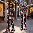 thumbnail image 2 of WhouRiu Girls Christmas Graphic Outfit Sets Fall Winter Long Sleeve Zip Up Jacket Flared Pants Clothes Set 4-14 Years, 2 of 6