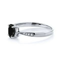 thumbnail image 4 of Gem Stone King 10K White Gold Black Sapphire and White Diamond Engagement Ring for Women (1.13 Cttw, Gemstone September Birthstone, Oval 7X5MM, Available in Size 5, 6, 7, 8, 9), 4 of 5