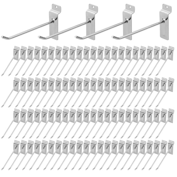 Polmart 8" Heavy Duty Silver Slatwall Panel Hooks - Pack of 96 (8-inch)