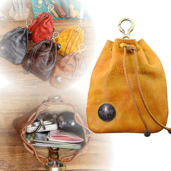 WIFKLSIIPG Creative Purse for Women Retro Hand Rubbed Vegetable Tanned Leather Bag Retro Storage Bag