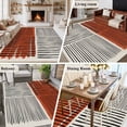 thumbnail image 5 of Large Area Rugs for Living Room Bedroom, Brown Striped 5'x8' Rug Washable Carpet Runner Indoor Outdoor, Farmhouse Stripes Modern Abstract Art Non Slip Floor Mats Rug for Kitchen, Bathroom, 5 of 8