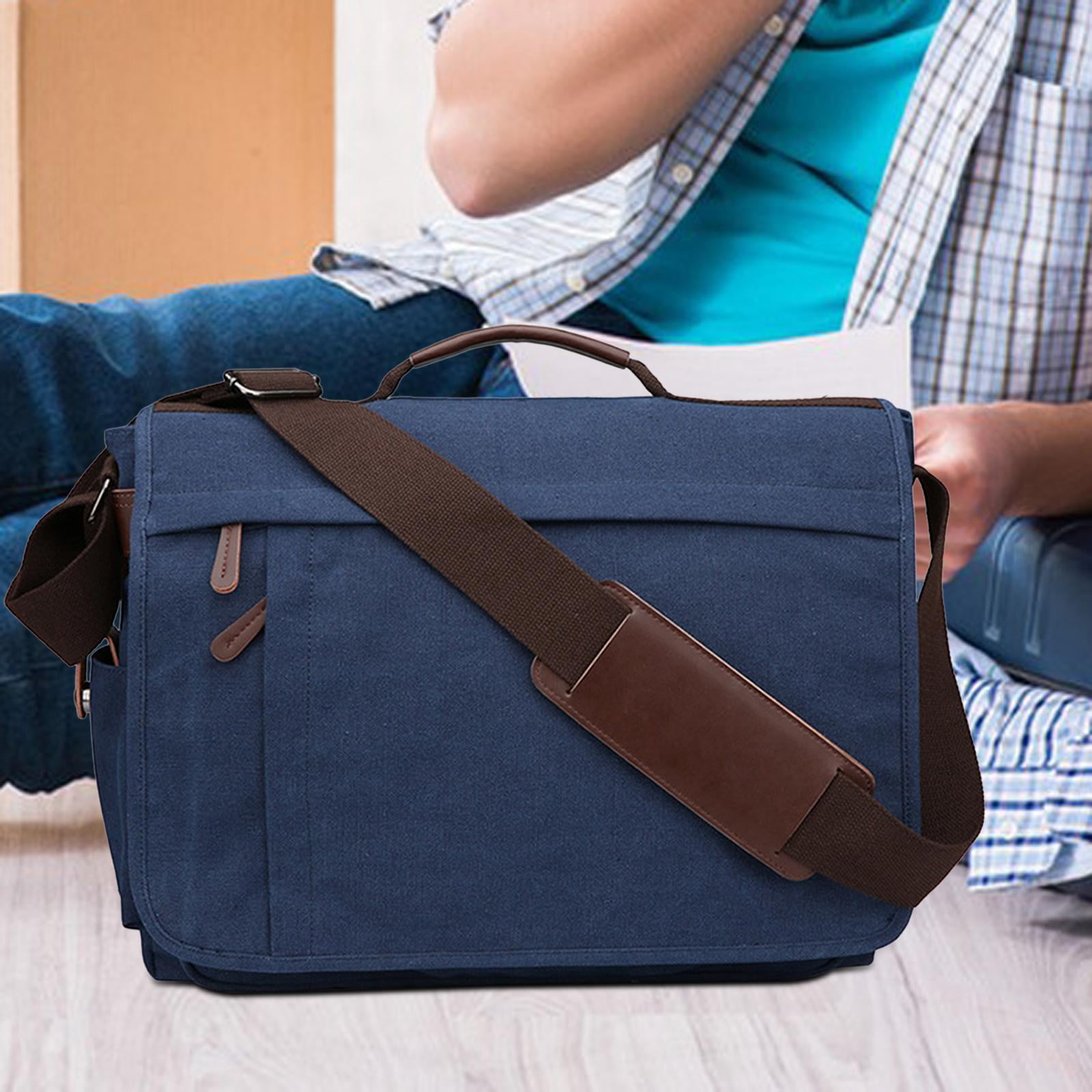 Wxqbjtam Business Briefcase Men Briefcase Satchel Wear Resistant Travelling Pouch Stylish Deep Blue