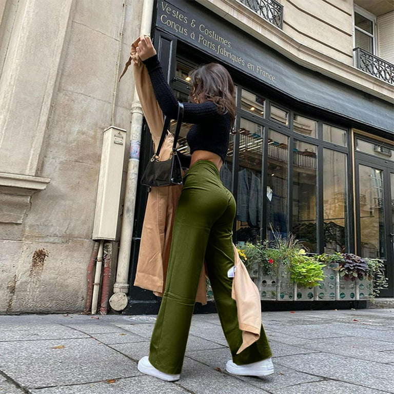 HSMQHJWE Crossover Flare Leggings For Women Womens Plus Size Fit Straight  Business Casual Leg Solid Pant Color Pants Office Women'S Work Suit Pants  Long Dress Pants 