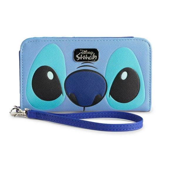 Disney by Mainstreet Classics Stitch Face Women's Bifold Clutch Wallet, Blue