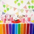 thumbnail image 2 of Juego de 2 manteles con temática de arco iris para decoración de fiestas, manteles rectangulares de plástico desechables, manteles de arcoíris para fiesta de verano, playa, cumpleaños, cóctel JAMW Sencillez, 2 of 5