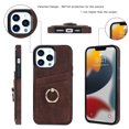 thumbnail image 3 of Allytech Phone Case for Apple iPhone 13 Pro 6.1 inch,Retro Leather Portable Finger Ring Kickstand Card Slots Shockproof Protective Cover,Coffee, 3 of 8