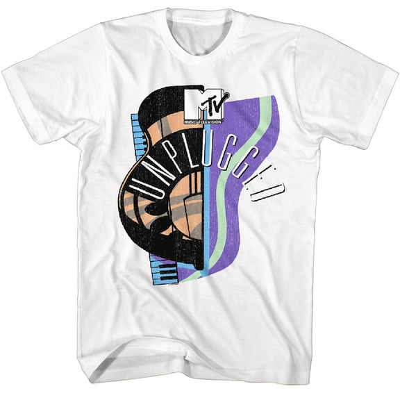 MTV Guitar Hat Piano White T-Shirt