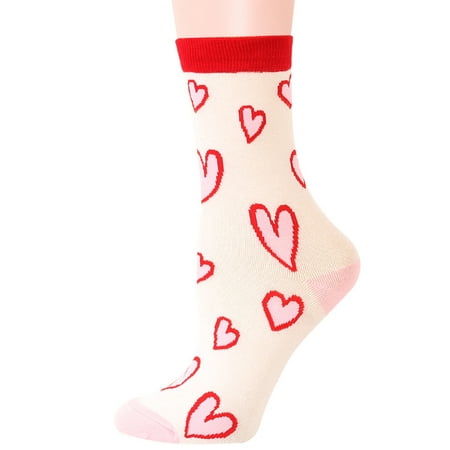 Women Love Print Socks, Valentine's Day Adults Thick Color Block Warm ...