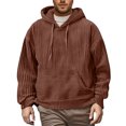 thumbnail image 2 of Yiaimeir Mens Ribbed Knit Pullover Hoodie Long Sleeve Casual Loose Fit Hooded Sweatshirt with Kangaroo Pocket for Everyday Wear, 2 of 5
