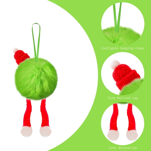 Adornos Colgantes para Árbol de Navidad, Bolas de Imitación Peludas con Cinta, Decoraciones para Fiestas