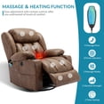 thumbnail image 3 of OUINCH 360° Swivel Glider Rocker Recliner with Massage, Heat, USB Ports & Cup Holders, Brown, 3 of 7