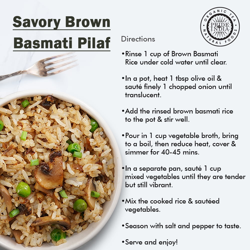 Pride of India Naturally Aged Brown Basmati Rice, Extra Long Grain, 10 Pound, Gluten-Free