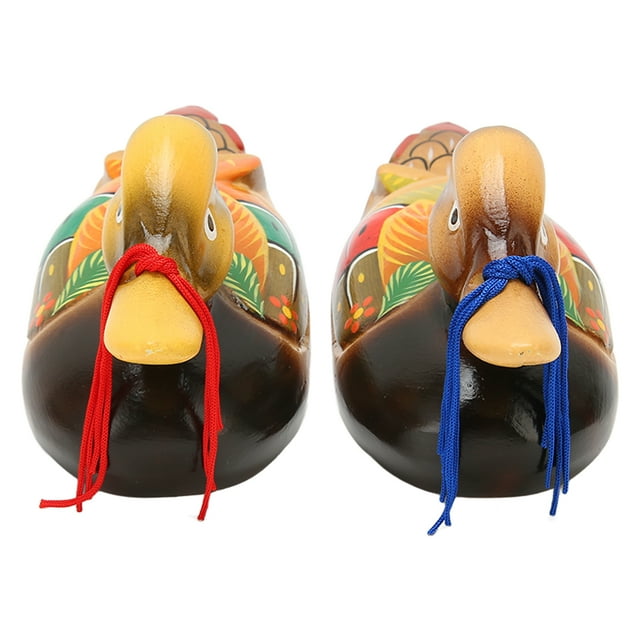 Decoración De Pato Mandarín, Adorno De Madera De Pato Mandarín, Color Brillante Romántico, 1 Par De Diseño Pintado Impermeable Para Oficina