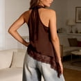 thumbnail image 5 of HAYIMI Women Elegant Asymmetrical Neck Satin Camisole With Lace Trim Detail For Summer Solid Color Sleeveless Cozy Tank Tops, 5 of 6