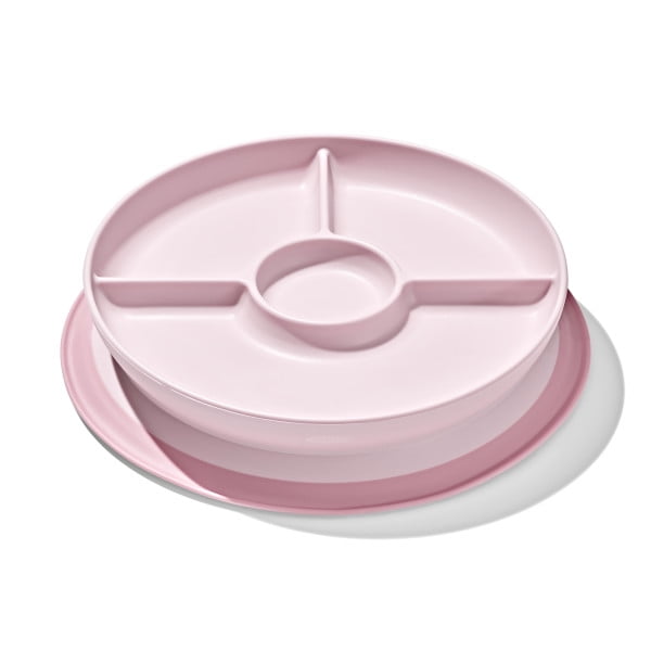 OXO Tot Baby and Toddler Stick and Stay Suction Divided Plate for 6+ Months - Blossom