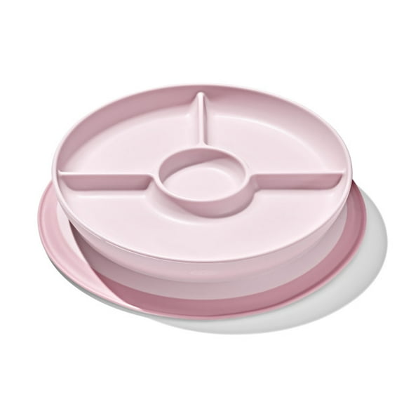 OXO Tot Baby and Toddler Stick and Stay Suction Divided Plate for 6 Months - Blossom