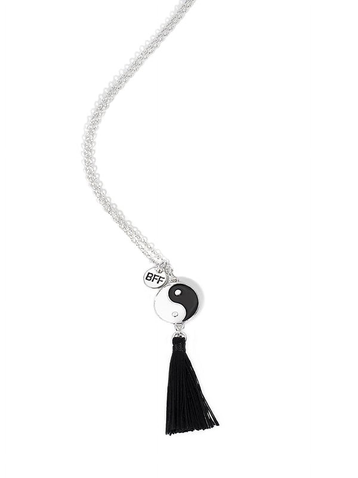 Claire's Girls Yin And Yang Silver And Black Bff Necklace Set, 2-Piece
