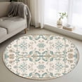 thumbnail image 3 of Bohemia Pattern Round Area&nbsp;Rug 4ft Blue Retro Boho Ethnic Farmhouse Floral Non-Slip&nbsp;Washable Circle Rugs Soft Felt Indoor Floor Mat for Bedroom Kitchen Living Room Bathroom, 3 of 9