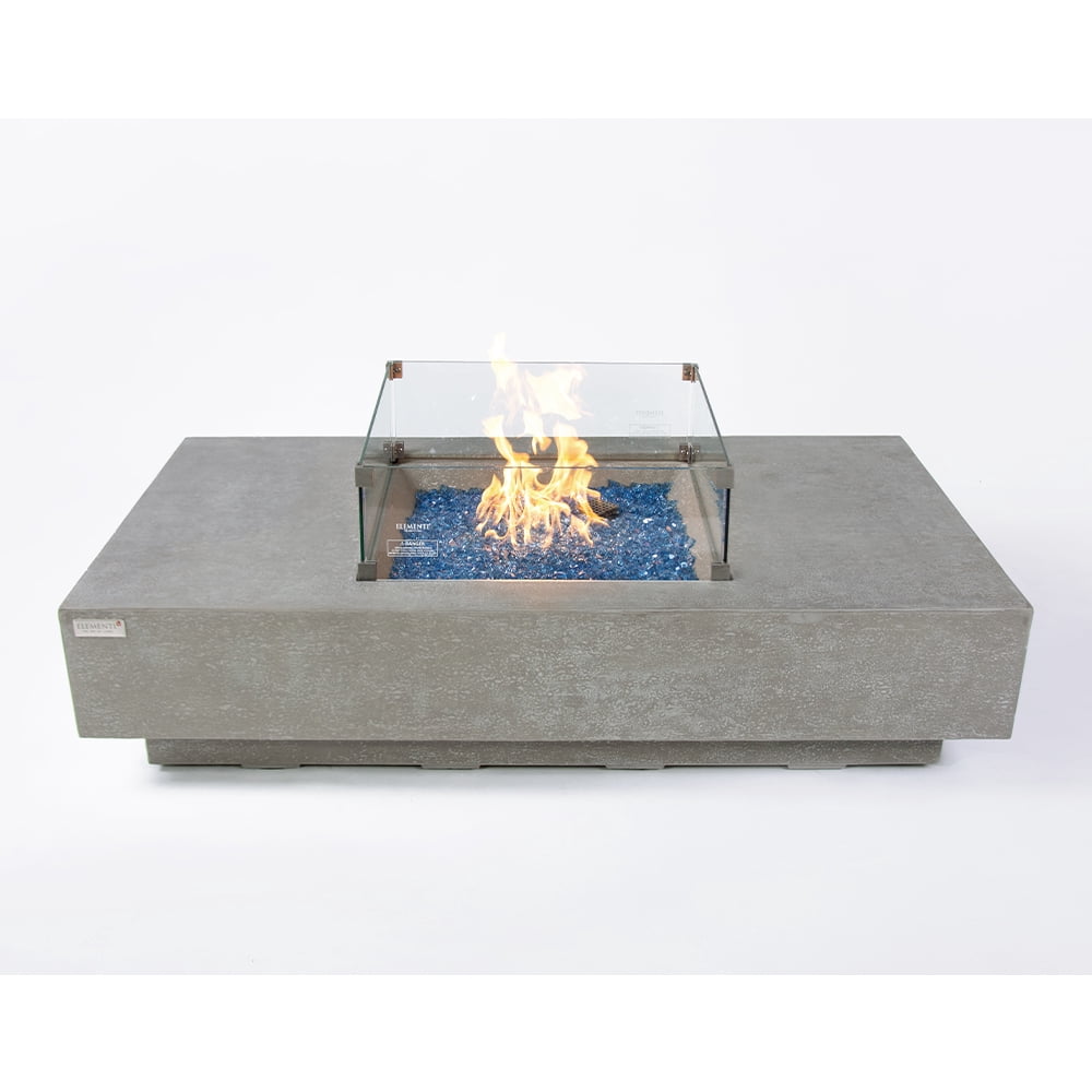Elementi Plus Monte Carlo Propane Fire Pit for Outside Outdoor Fire Pit Table Smokeless Firepit Concrete Rectangular Fire Table Patio Heater Fireplace 60000 BTUs - Light Grey, 60 x 31.9 Inches