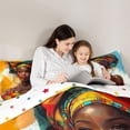 thumbnail image 4 of Castle Fairy Vibrant Black Girl Full Size Comforter Sets 3-Piece,Fluid Watercolor Splash Art Bedding Comforter Set,Blue Gold Orange,1 Comforter and 2 Pillowcases, 4 of 6