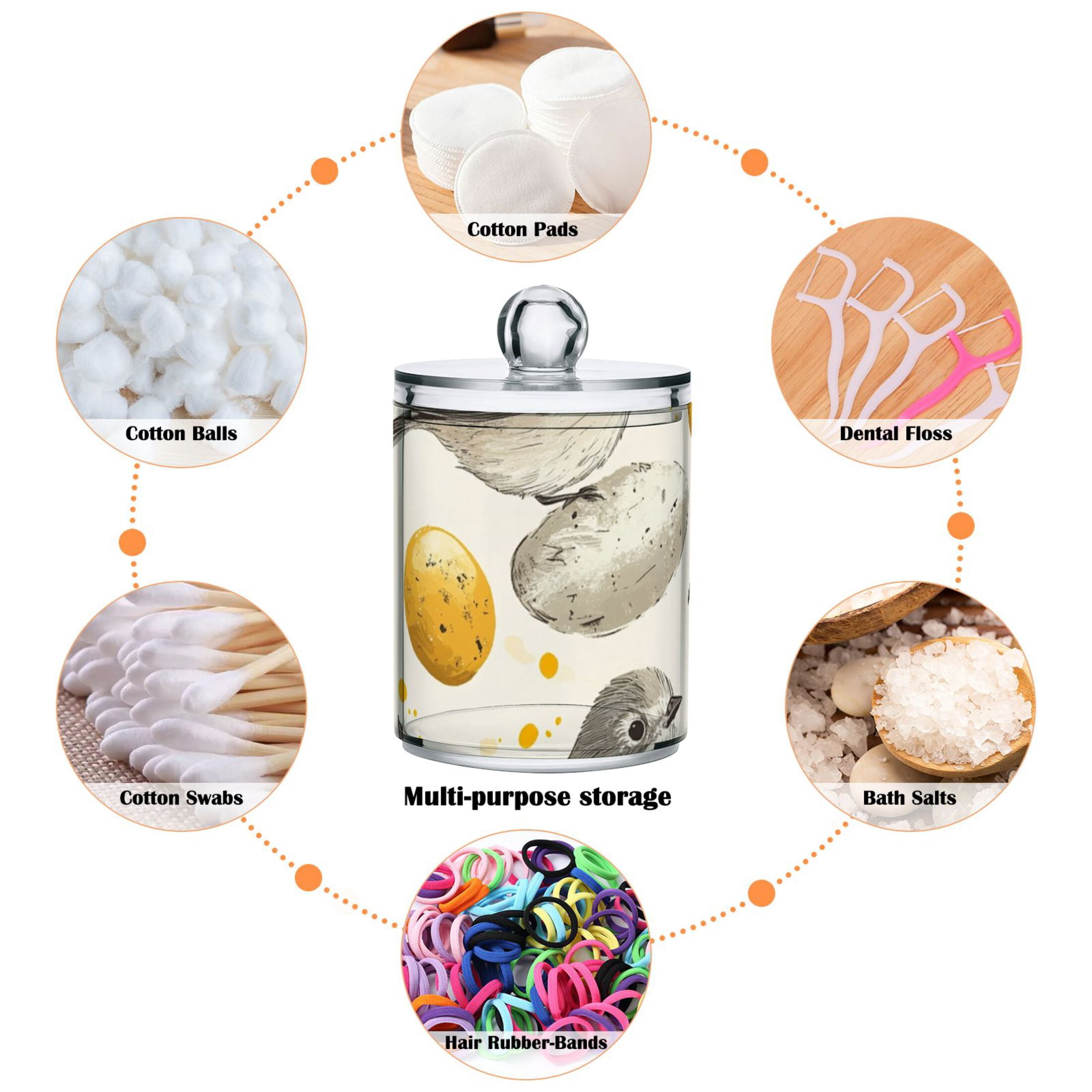 Ckdifva Birds and Gold Egg Storage Jar with Lid Acrylic Organization Storage Containers Set of 4