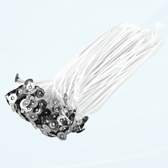 Cotton Candle Wicks, 100Pcs Candle Wick Stickers with Sustainers Low Smoke Soy Wax Candle Wick for Making Votive Container Pillar Candles DIY Candle Making 10cm/3.9inch