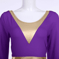 thumbnail image 3 of IDOPIP Women Metallic Gold Liturgical Praise Dance Dress Long Sleeve Lyrical Dancewear Worship Dress, 3 of 8