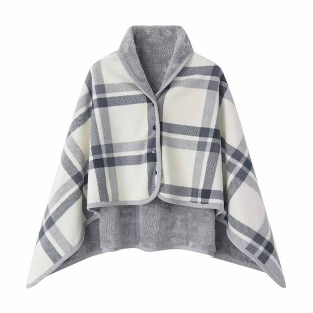 Flannel Blanket Shawl with Button Closure 80 cm x 135 cm Multicolor Polyester Nap Blanket for Home Office Travel