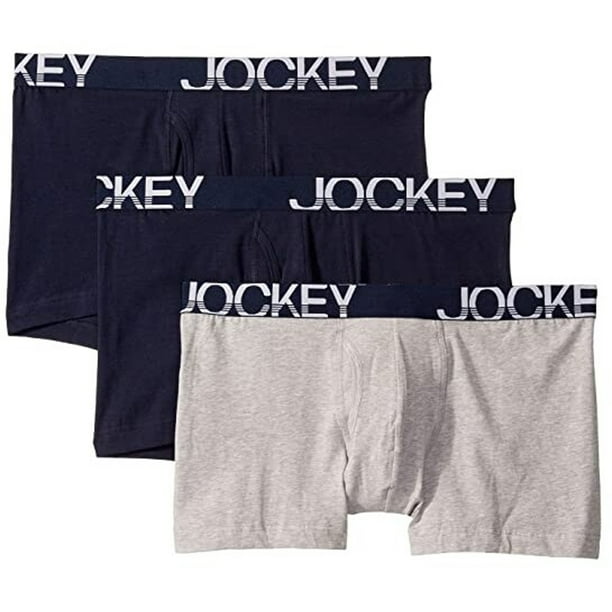Jockey Jockey 3 Pack Active Stretch Boxer Briefs, Navy/Grey, Medium