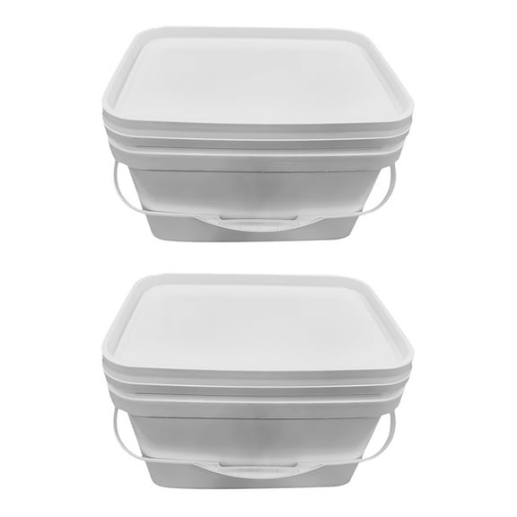 Raindrops  2 Pcs Paint Bucket Empty Cans Buckets Square with Lid White