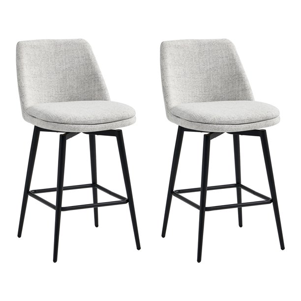 CHITA 27 inch Counter Height Swivel Bar Stools Low Back Set of 2, Metal