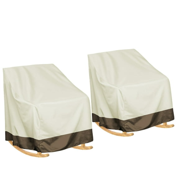 2 Pack Outdoor Rocking Chair Covers, Patio Swivel Chair Covers, Outdoor High Back Chair Covers for Wicker Patio Set Waterproof, 27.55W x 32.67D x 38.97H inches, Beige&Mocha