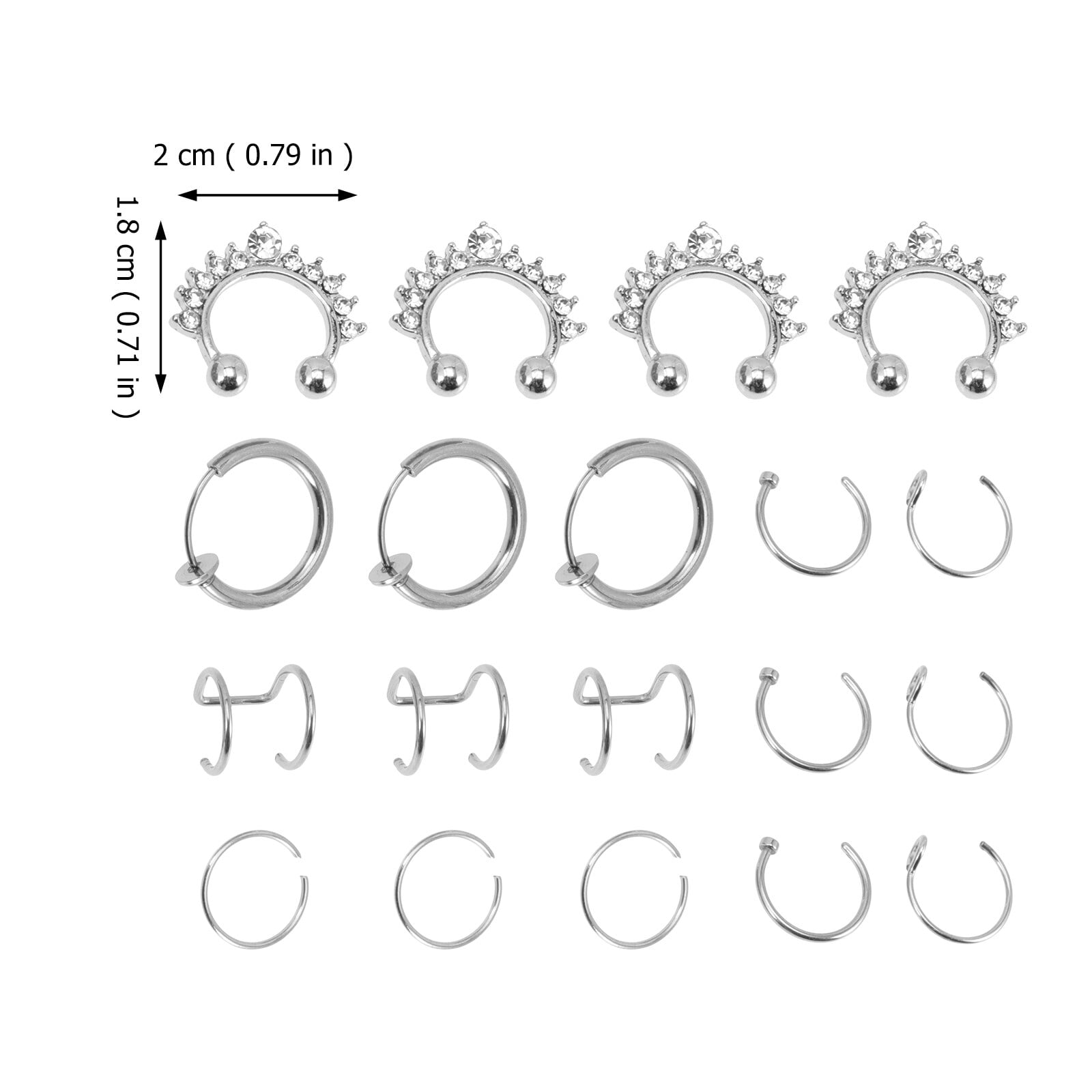 19pcs Fake Nose Rings No Piercing Nose Cuff Fashion Nose Jewelry for