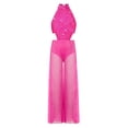 thumbnail image 3 of Eandarui Kids Girls Lyrical Dance Outfit Wide Leg Jumpsuit Sparkly Rhinestone Jazz Ballet Gymnastics Leotard Dress Hot Pink 16, 3 of 5