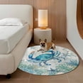 thumbnail image 2 of Teal Crabs Coastal Round Area Rug 8Ft Washable Large Circle Rugs for Living Room Dorm, Summer Beach Coral Nautical Ocean Non-Slip Carpet Floor Mats Indoor Outdoor Carpet Runner Aesthetic Home Decor, 2 of 8