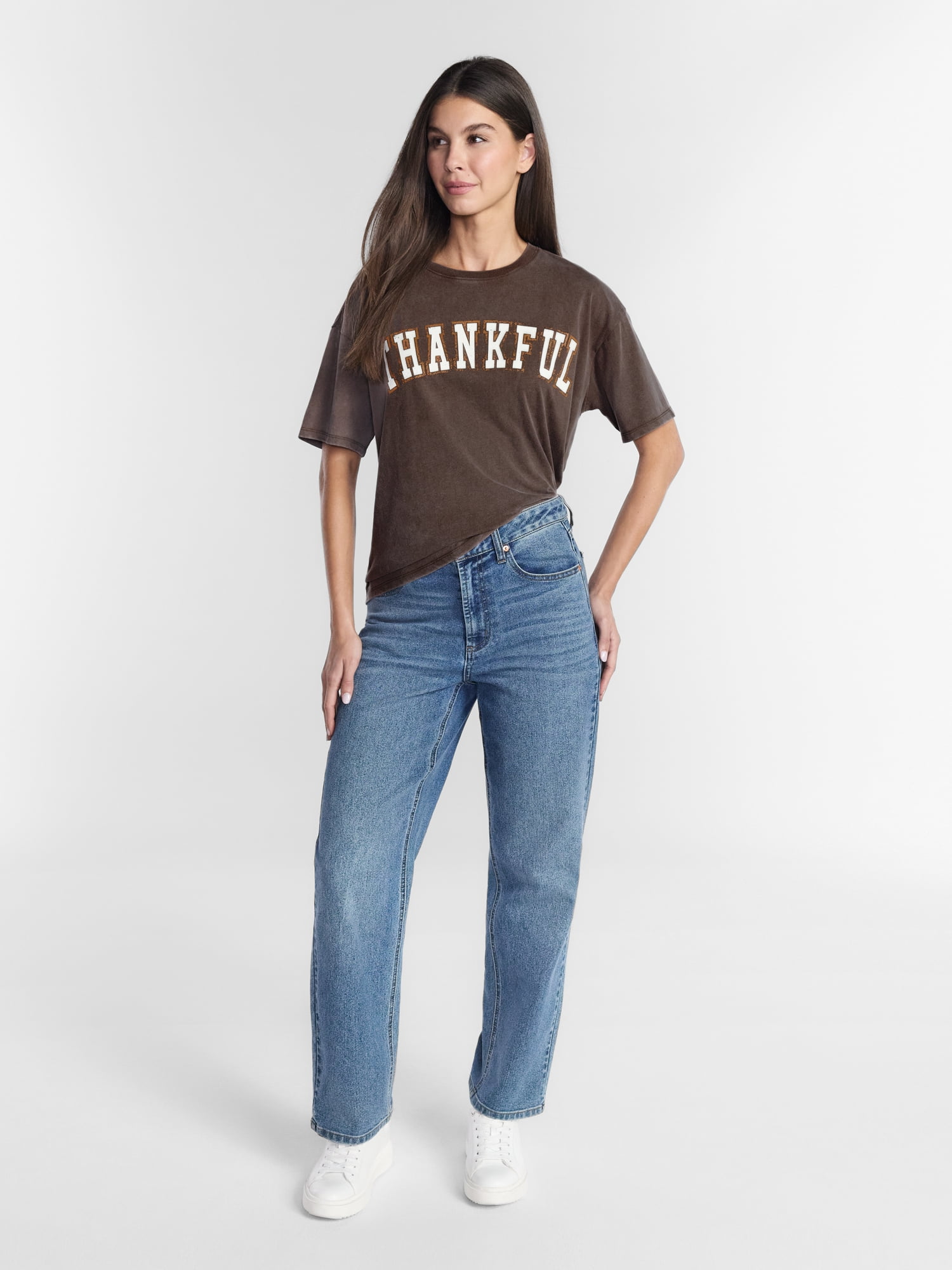 Women's Thankful Graphic Seasonal Fall Tee, from Positivitees, Sizes S-4X