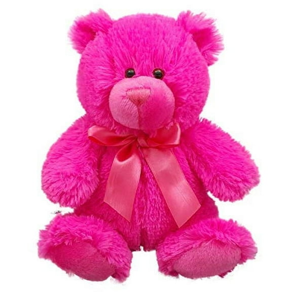 Anico Plush Teddy Bear, Stuffed Animal, Bright Pink, 8 Inches Tall