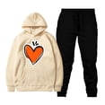 thumbnail image 6 of Hueook Valentines Day 2 Piece Set Women's Casual Printed Pocket Hoodie with Long Sleeves and Pants Set Yellow XL, 6 of 6
