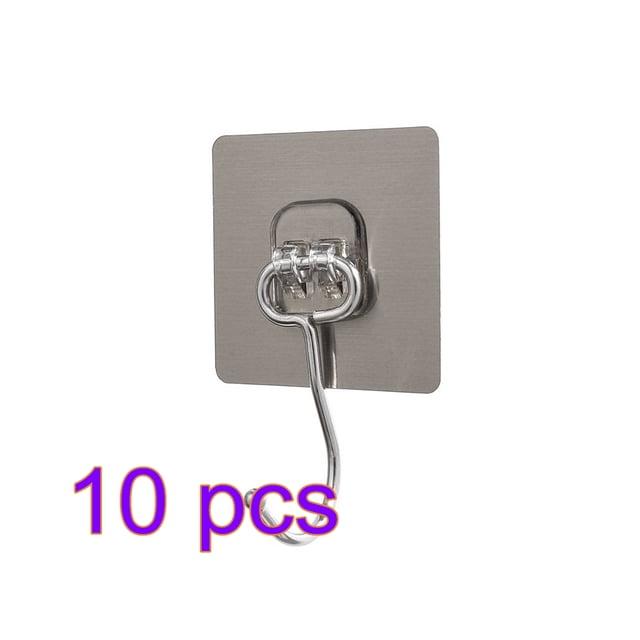 Perchero de pared ajustable con gancho autoadhesivo para almacenamiento, para cocina, baño, gris, L, 8x8cm Advancent HA003664-02×10
